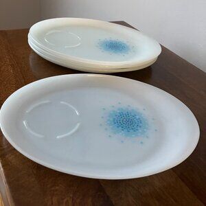 Retro Fire King Blue Mosaic Snack Plates